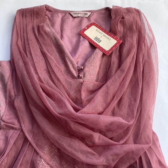 Ridhi Mehra Indya Dress Women's Small Rose Pink Patterned Short Sleeve - Picture 3 of 16